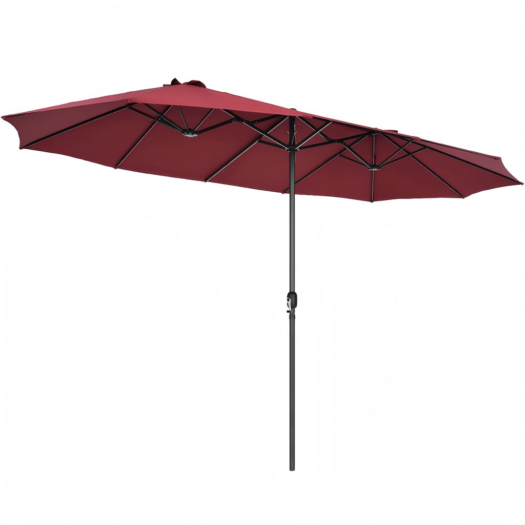 VOOYA HOME 15ft Large Patio Umbrellas Base NOT Included, Outdoor Double-Sided Umbrella with Crank Handle, UV Protective for Pool, Lawn Garden, Backyard (Pole Diameter 1.9 inch) Red