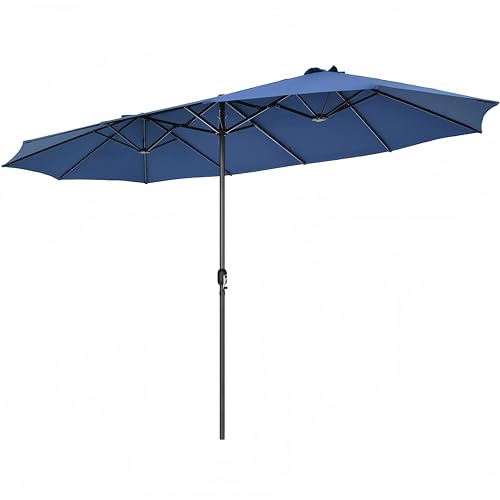 VOOYA HOME 15FT Double-Sided Patio Umbrella – Large Outdoor Market Umbrella with Crank, UV Protection, Water-Resistant Fabric for Backyard, Garden, Pool (Base Not Included)