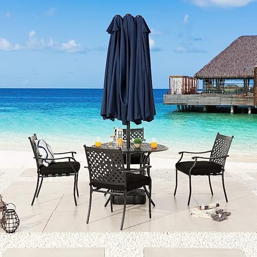VOOYA HOME 15ft Large Patio Umbrellas Base NOT Included, Outdoor Double-Sided Umbrella with Crank Handle, UV Protective for Pool, Lawn Garden, Backyard (Pole Diameter 1.9 inch) Navy Blue