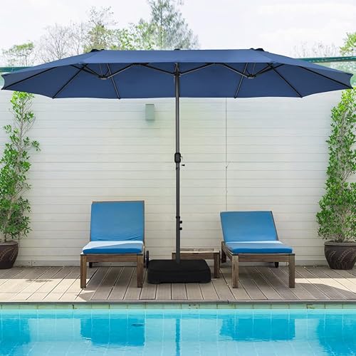 VOOYA HOME 15FT Double-Sided Patio Umbrella – Large Outdoor Market Umbrella with Crank, UV Protection, Water-Resistant Fabric for Backyard, Garden, Pool (Base Not Included)