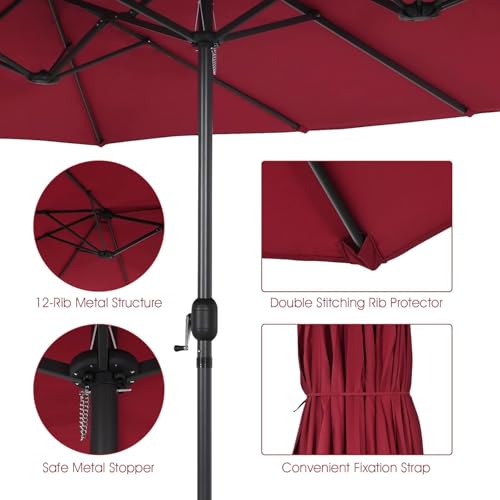 15FT Heavy Duty 240g Patio Umbrella with Base – UV Protection – VOOYA HOME