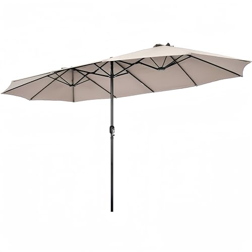 VOOYA HOME 15FT Double-Sided Patio Umbrella – Large Outdoor Market Umbrella with Crank, UV Protection, Water-Resistant Fabric for Backyard, Garden, Pool (Base Not Included)