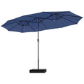 VOOYA HOME 15FT Patio Umbrella with Base – 240g Heavy Duty Fabric, UV Protection, Double-Sided, Crank Handle (Navy Blue)