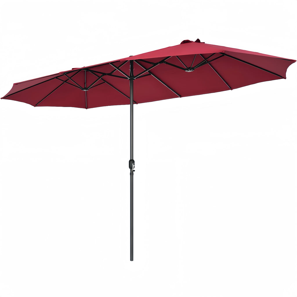 VOOYA HOME 15FT Patio Umbrella – 240g Heavy Duty Fabric, UV Protection, Double-Sided, Crank Handle (Base Not Included) (Red)