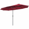 VOOYA HOME 15FT Patio Umbrella – 240g Heavy Duty Fabric, UV Protection, Double-Sided, Crank Handle (Base Not Included) (Red)