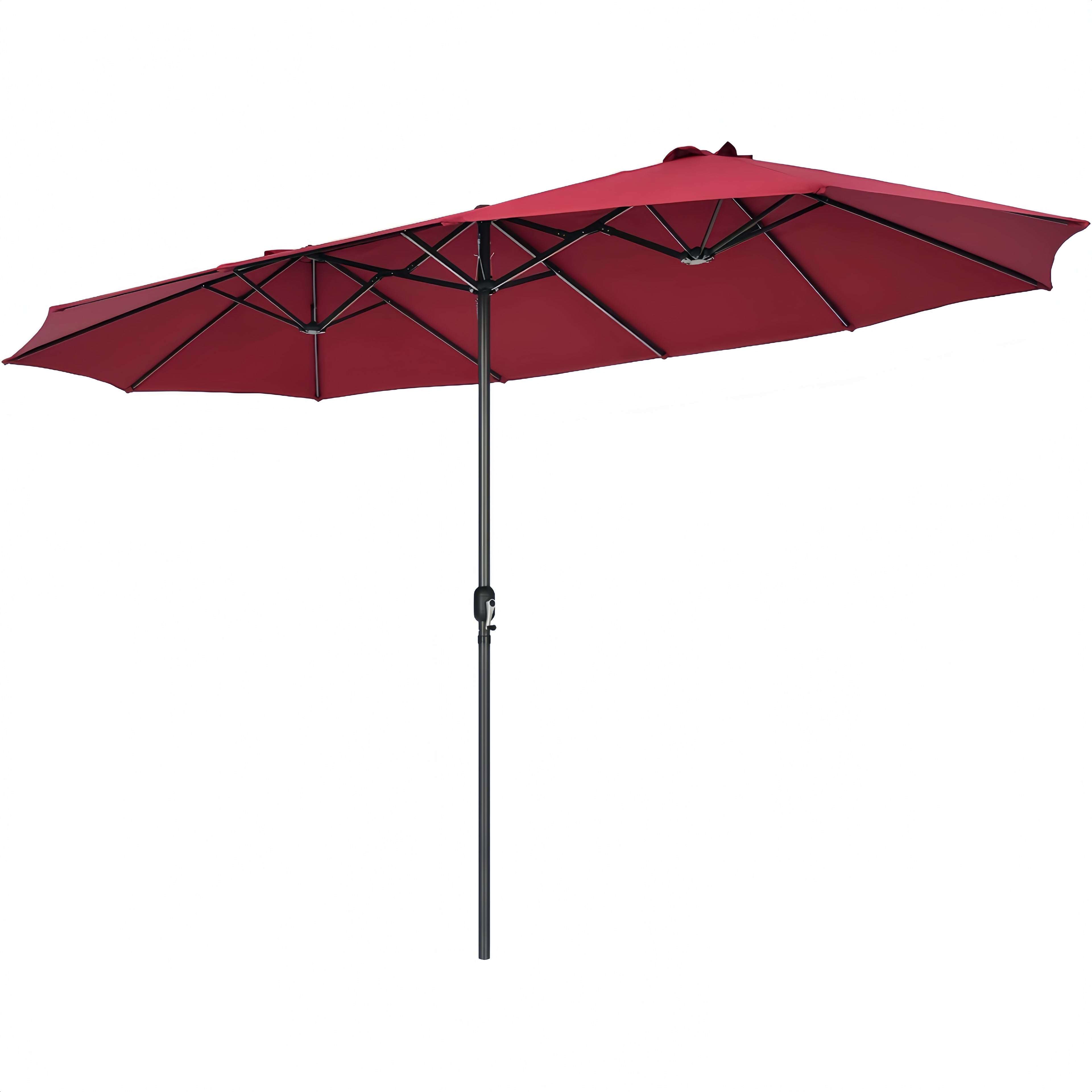 VOOYA HOME 15FT Patio Umbrella – 240g Heavy Duty Fabric, UV Protection, Double-Sided, Crank Handle (Base Not Included) (Red)